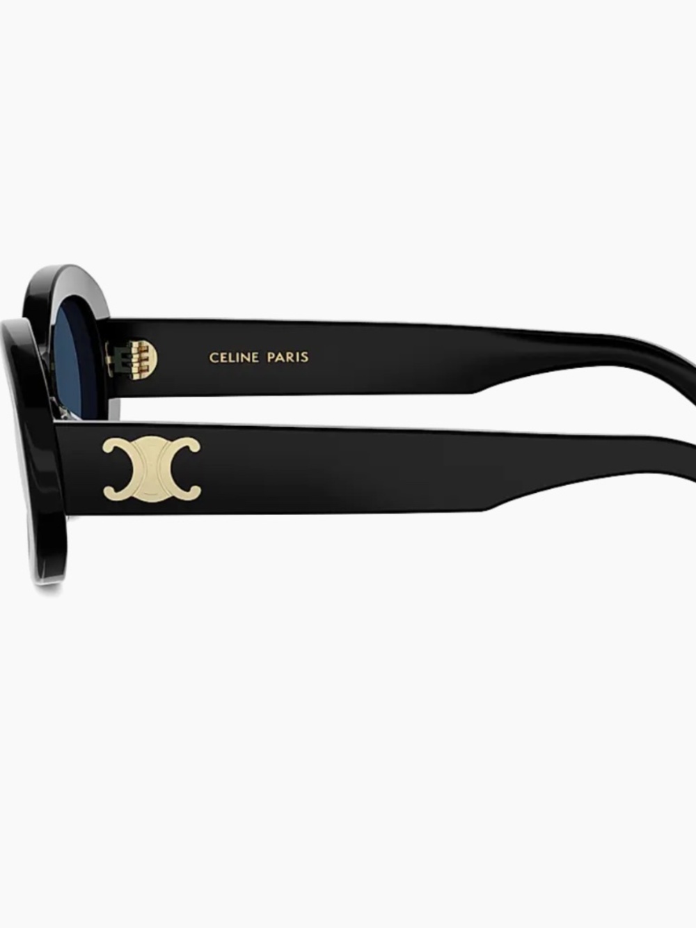 CELINE - Triomphe 52mm Oval Sunglasses - Shiny Black Blue - Picture 3 of 14